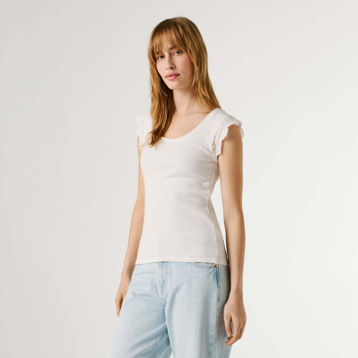 Haut Côtelé Sans Manches blanc, PEPE JEANS