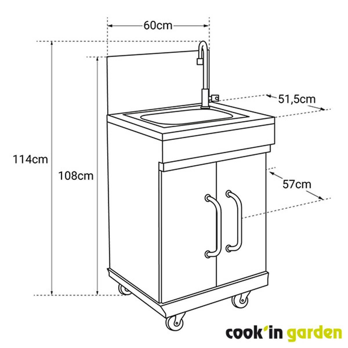 Module Evier pour cuisine extérieure, FIDGI inox, COOK IN GARDEN
