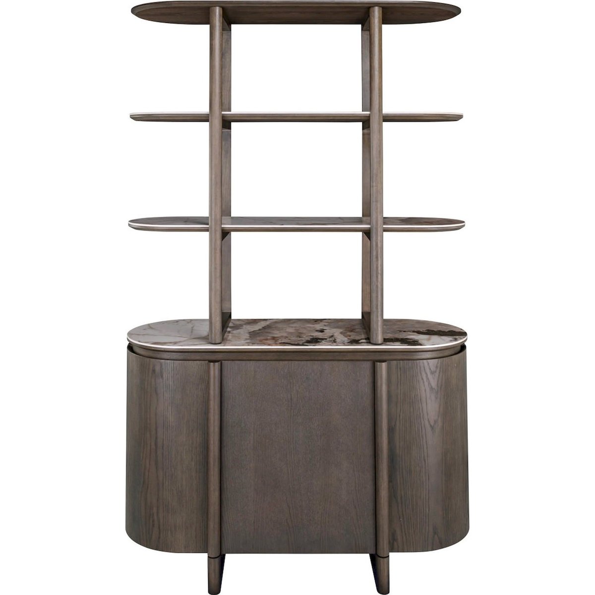 Vitrine en bois, Plateau en céramique marron, RECOLLECTION