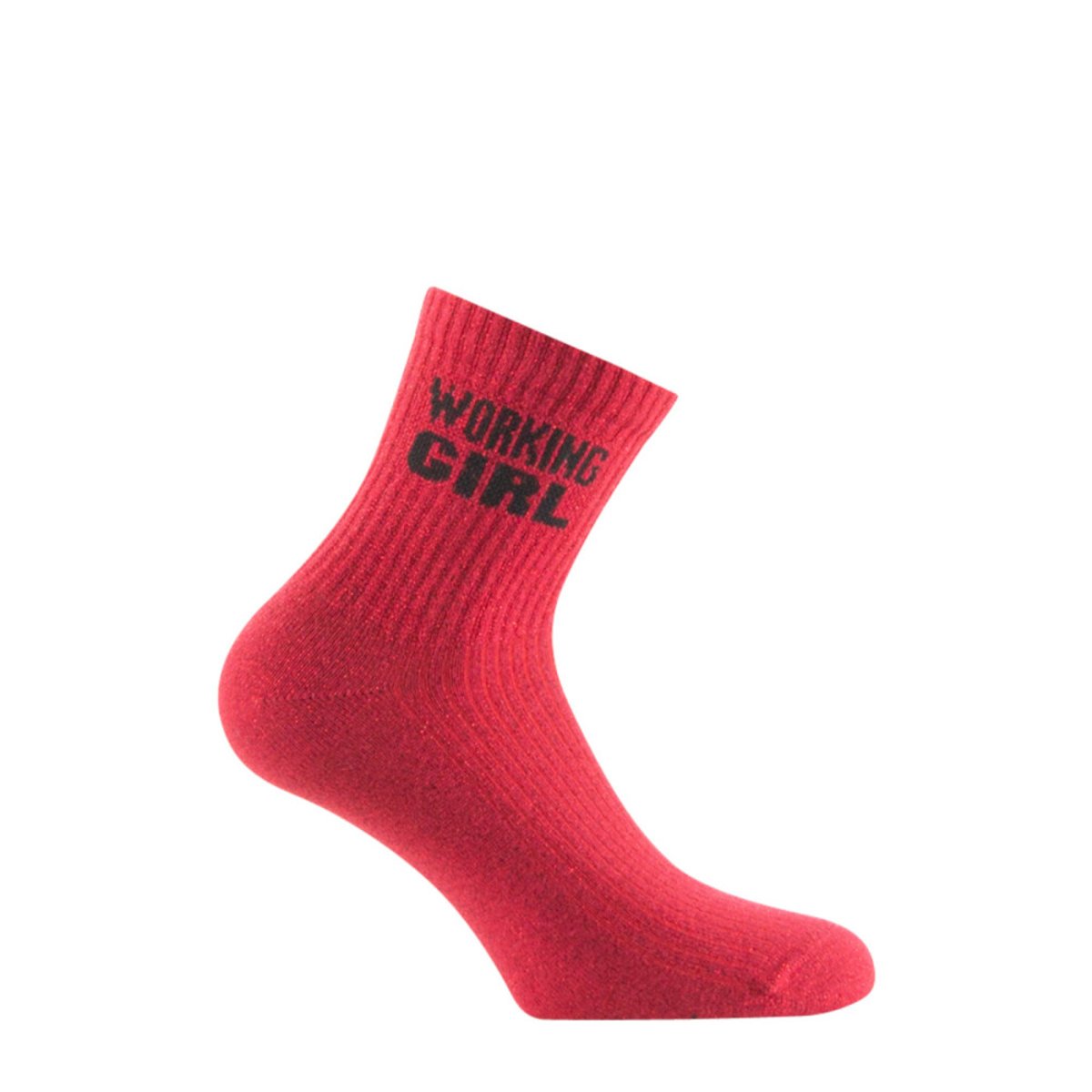 Socquettes pailletée à message 'Working girl' Coton majoritaire rouge, KINDY