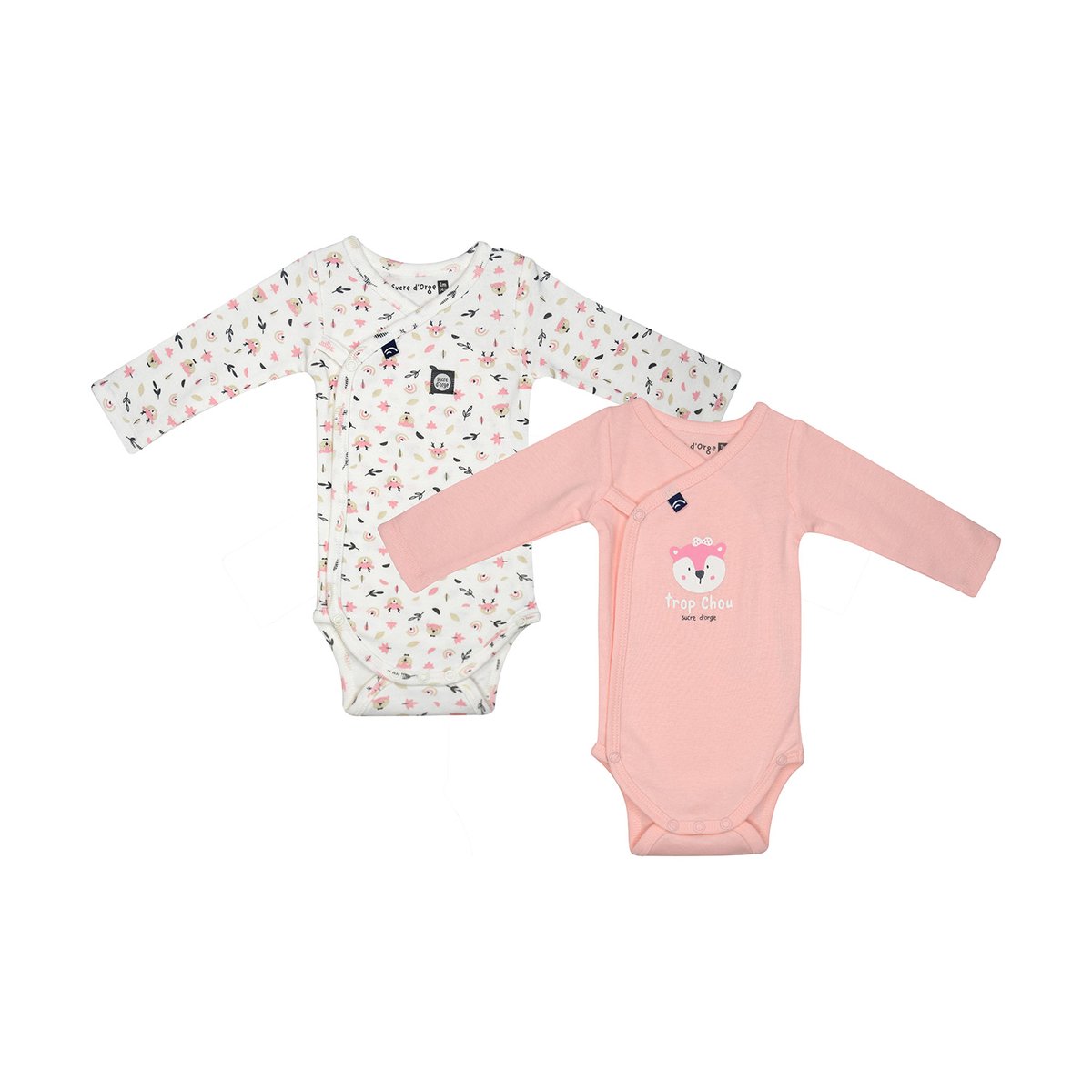 Lot de 2 bodies ieva ouverture devant naissance rose, SUCRE D'ORGE