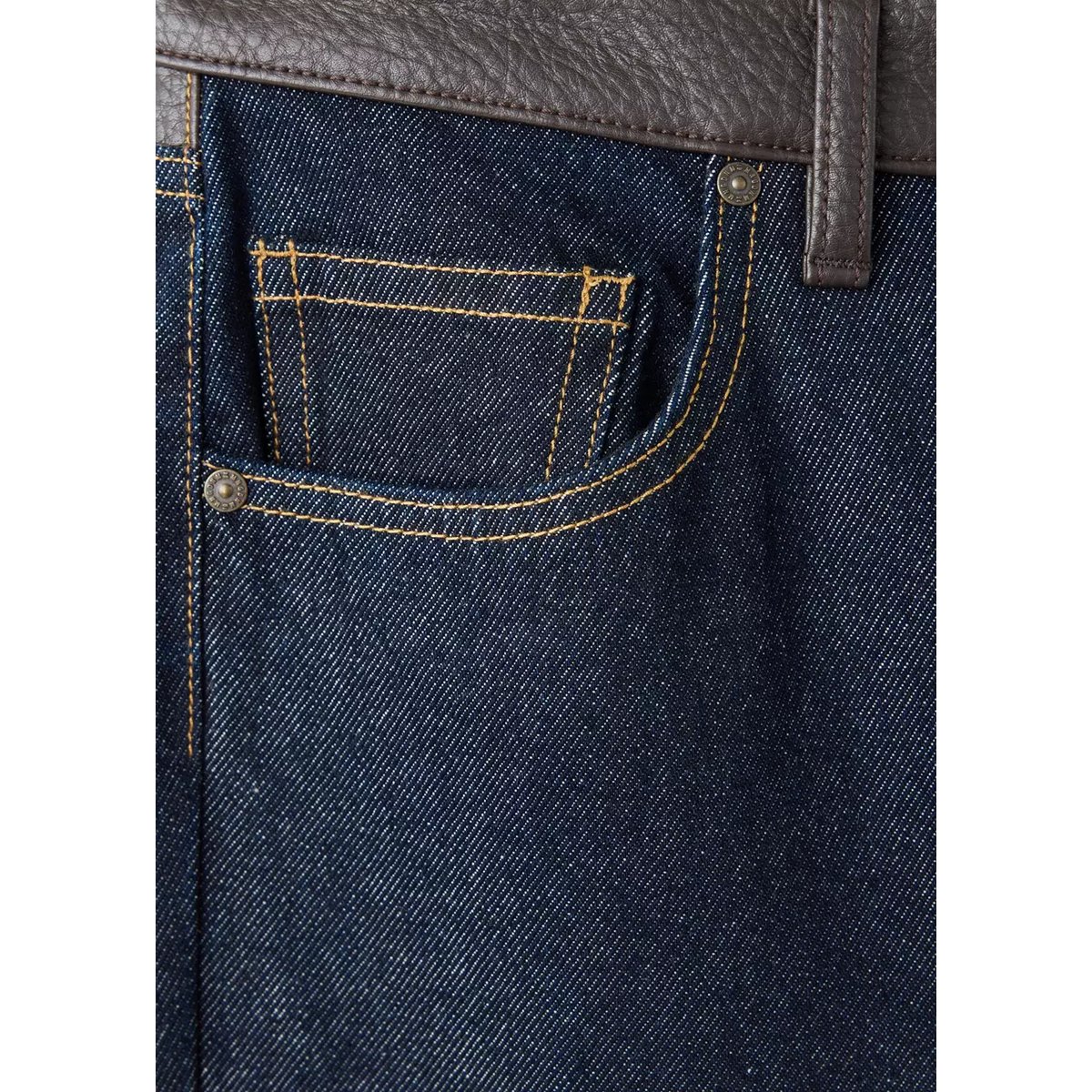 Jean détail similicuir bleu, MANGO