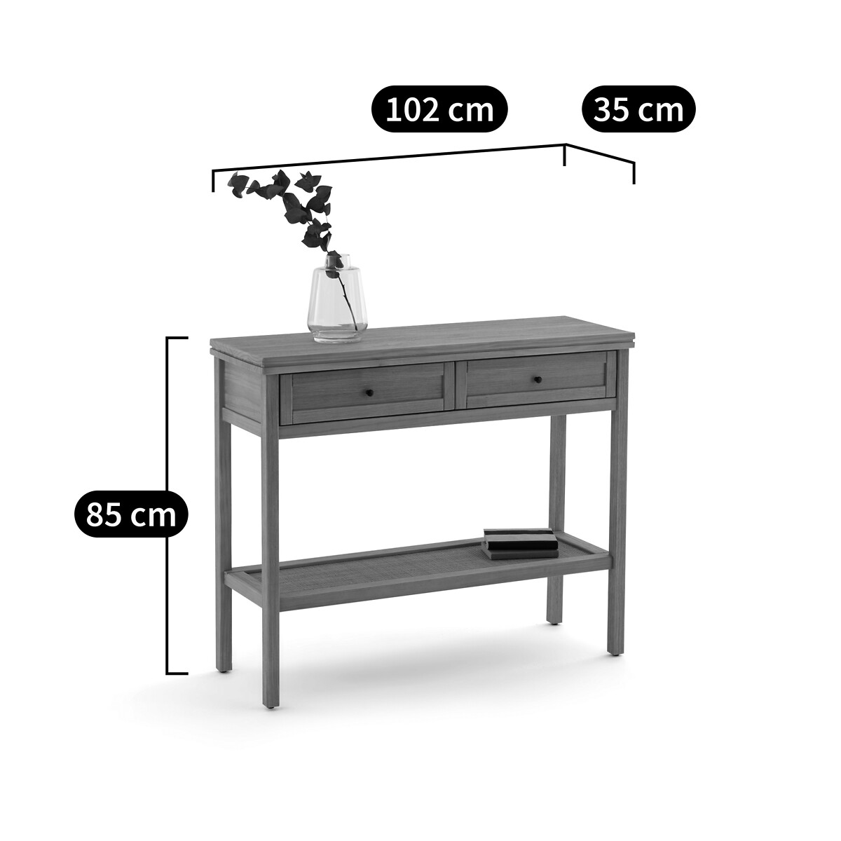 Console double plateau pin massif et cannage Gabin naturel, LA REDOUTE INTERIEURS