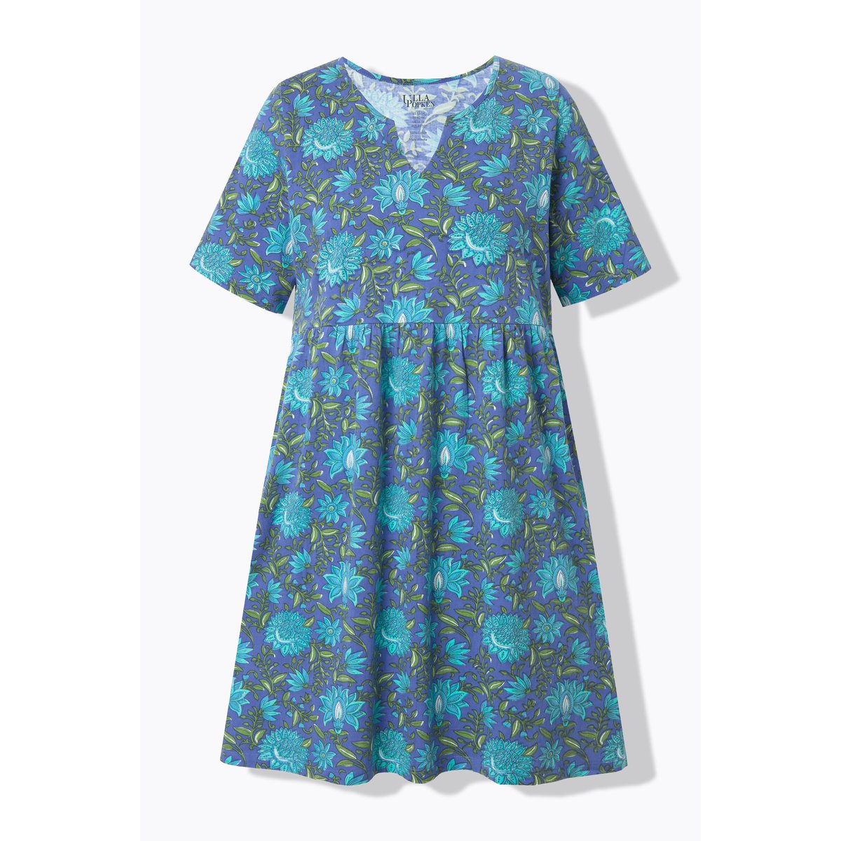 T-shirt long dans un imprimé à fleurs turquoise sombre, ULLA POPKEN