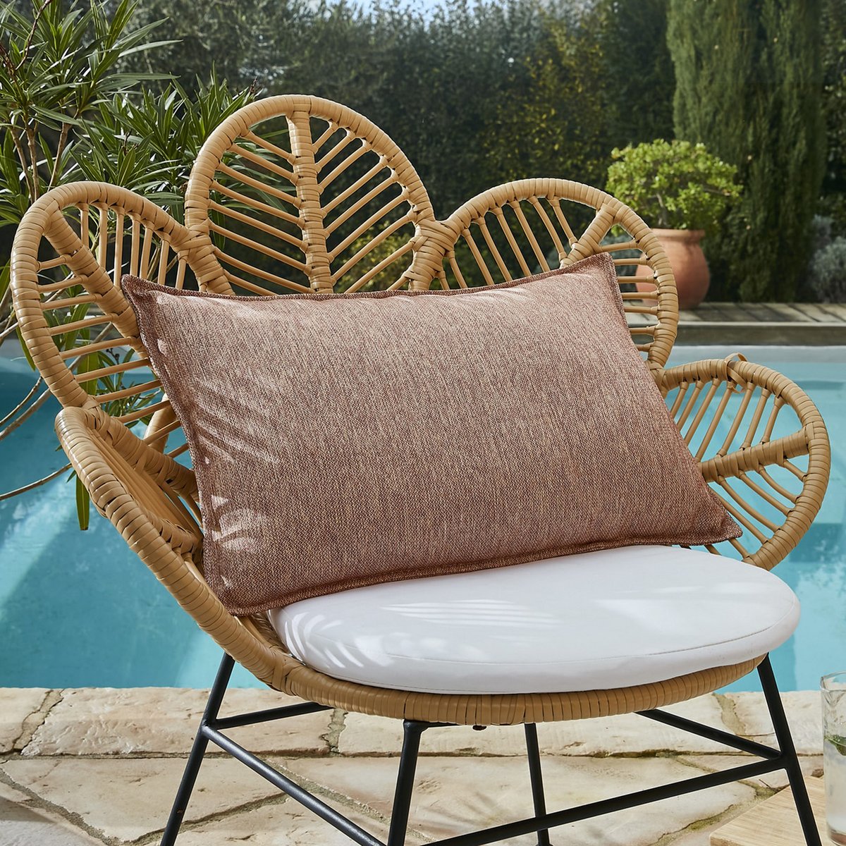 Housse de coussin extérieur 40x60 cm Polypropylène Corail corail, EDEN