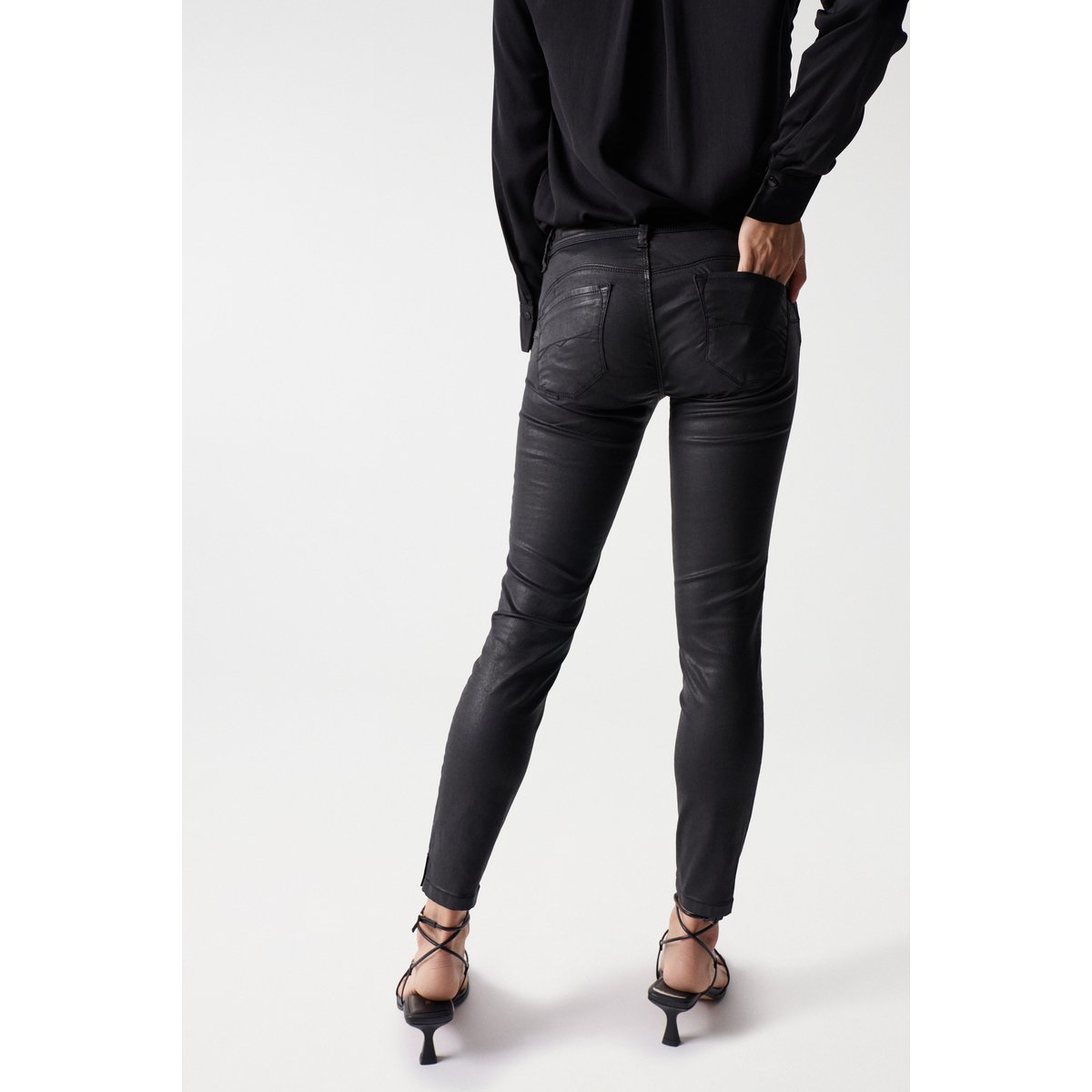 JEAN WONDER PUSH UP CROPPED SKINNY noir, SALSA JEANS