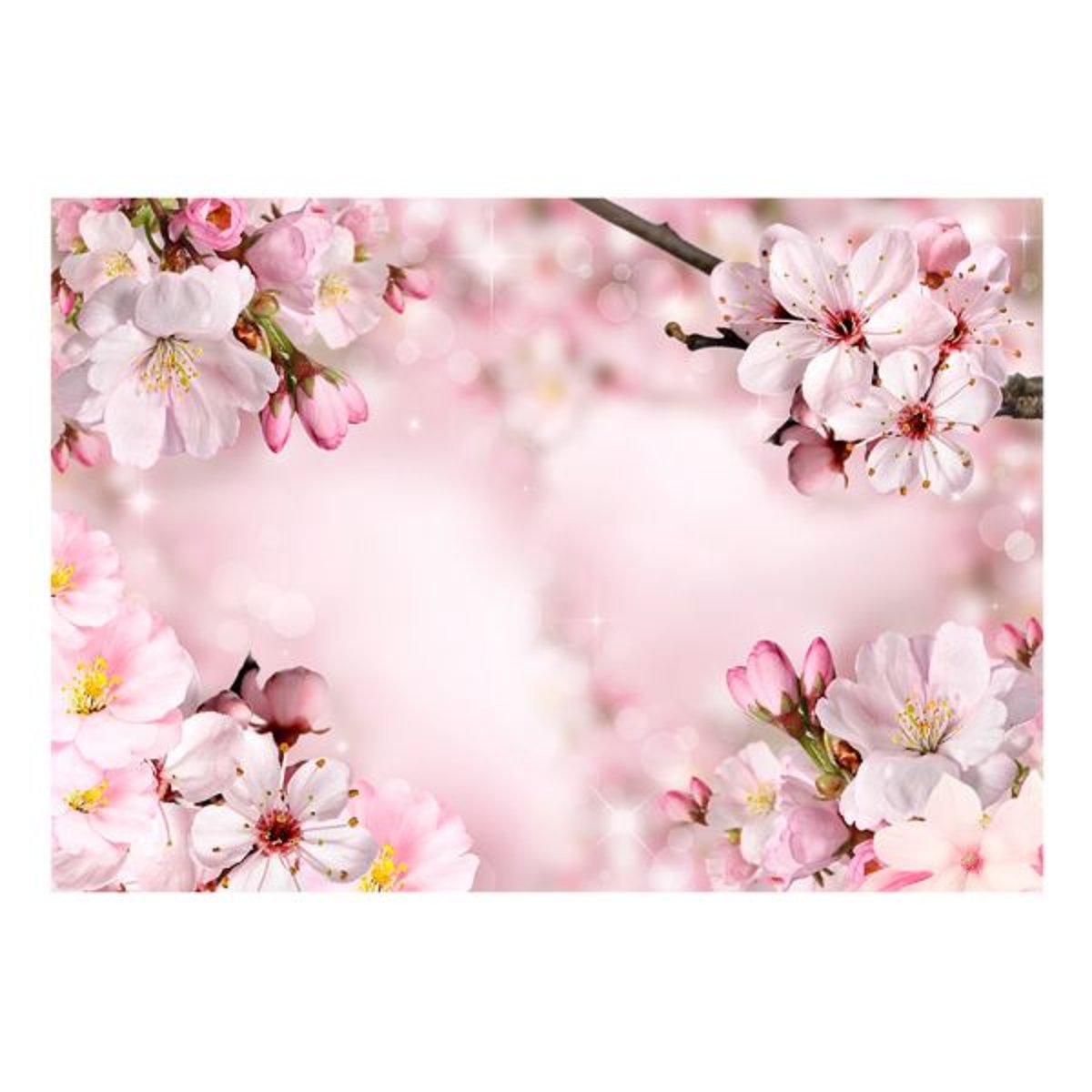 Papier peint intissé panoramique Fleurs Spring Cherry Blossom rose, EDEN