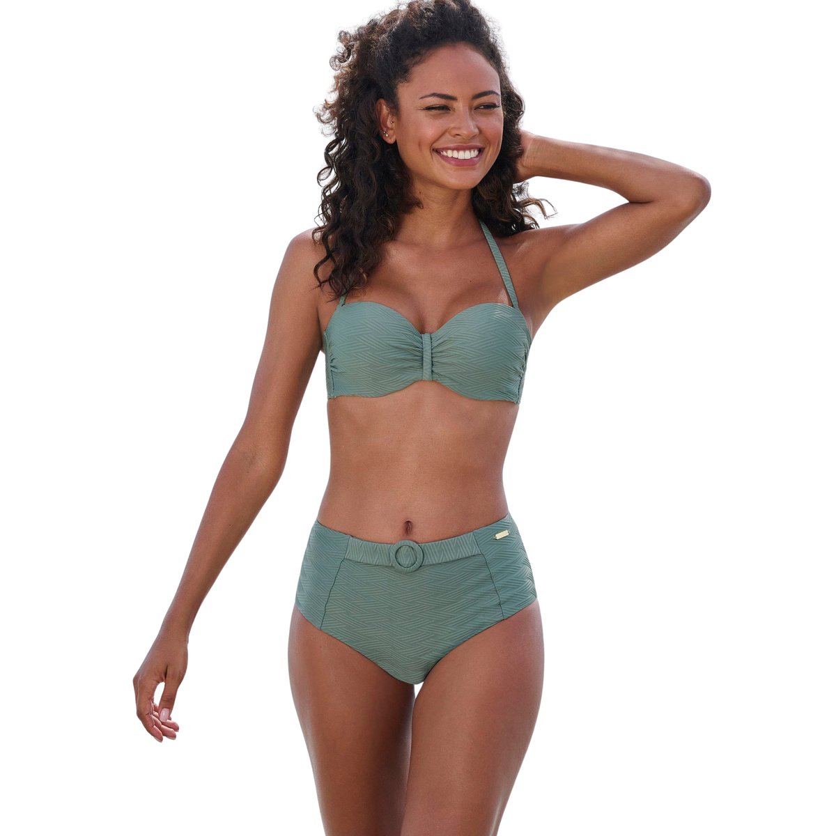 Haut maillot de bain bandeau armaturé Loretta kaki, LASCANA
