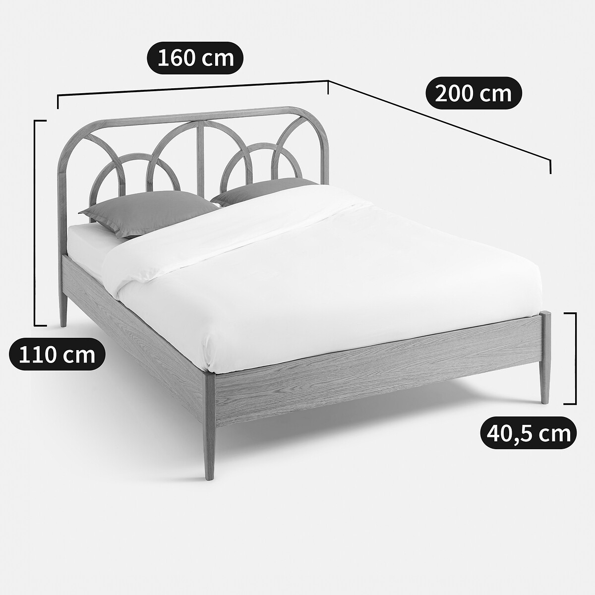 Bett ANDI mit Lattenrost, aus massiver Eiche und Eichenfurnier eiche, LA REDOUTE INTERIEURS