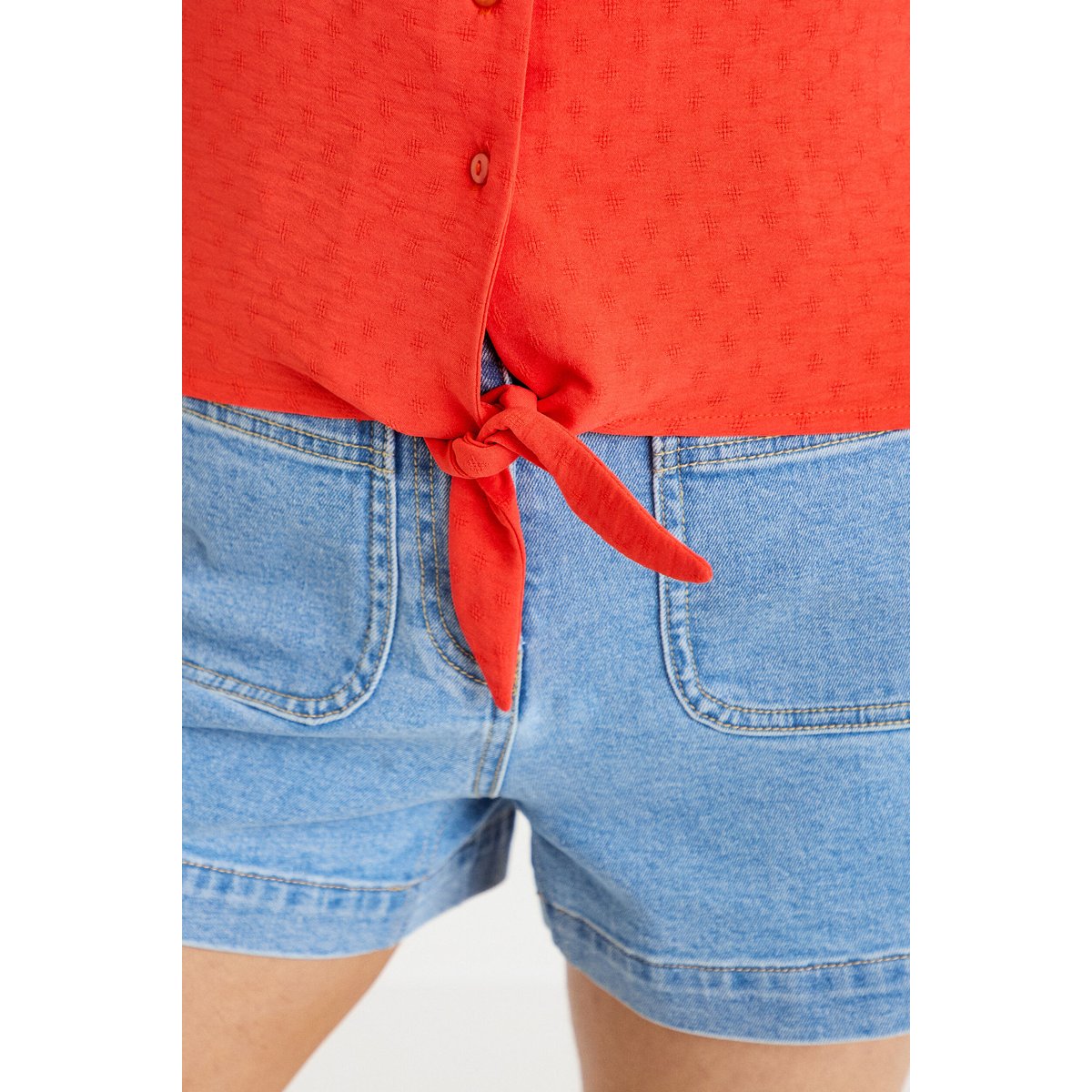 Blouse manches courtes orange foncé, CACHE CACHE