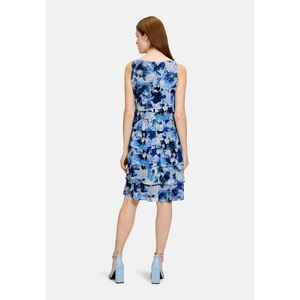 Robe de cocktail à volant bleu foncé/bleu, VERA MONT