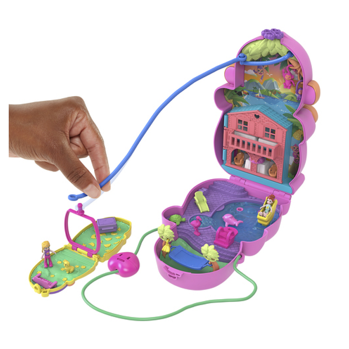Polly Pocket Coffret Maman Singe et Son Bébé jaune, MATTEL