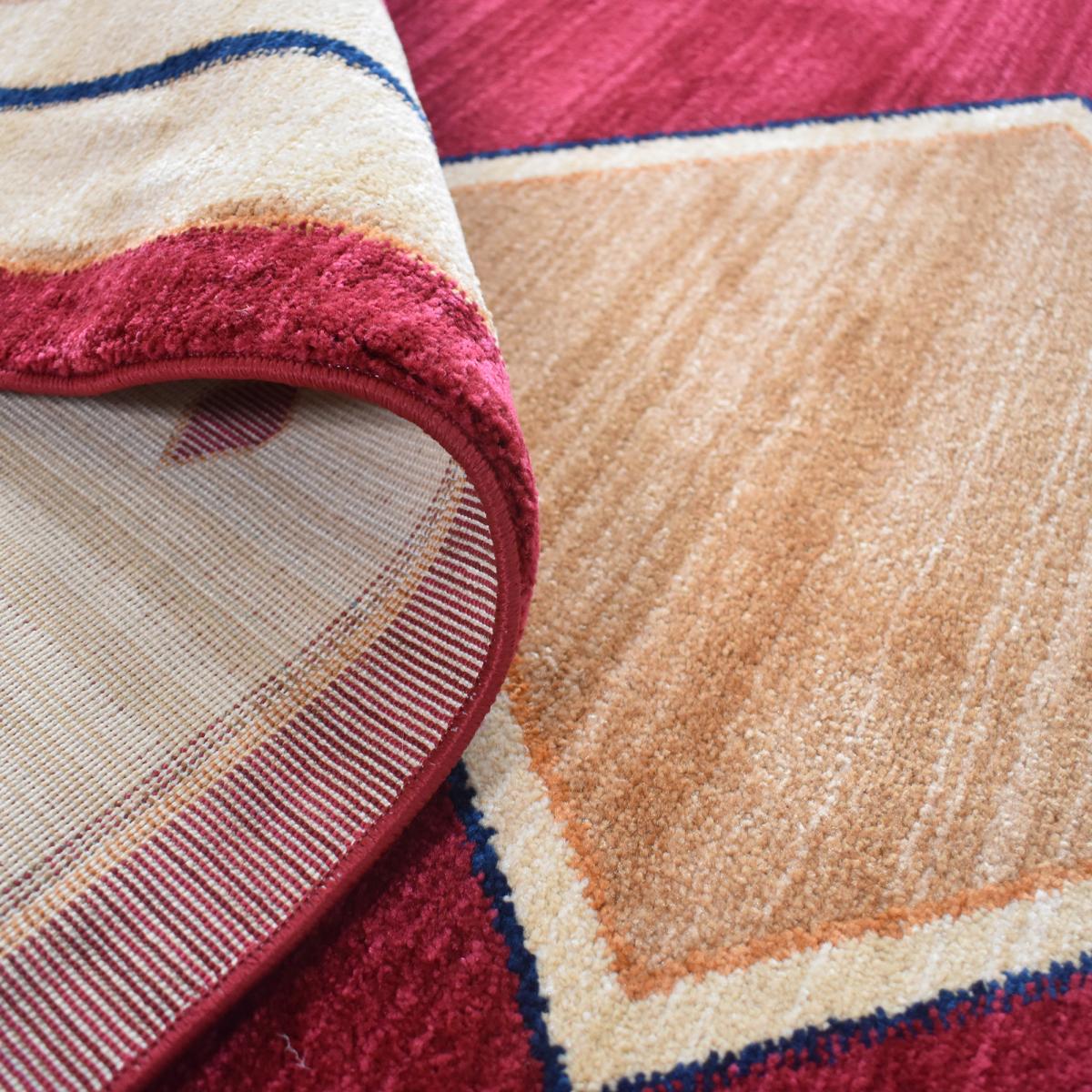 Tapis salon et chambre tissé motif simple CHOBAY 8 rouge, UN AMOUR DE TAPIS