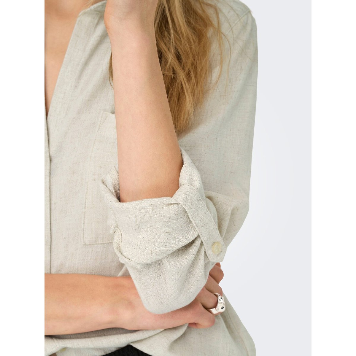 Long Sleeve Blouse ecru , ONLY