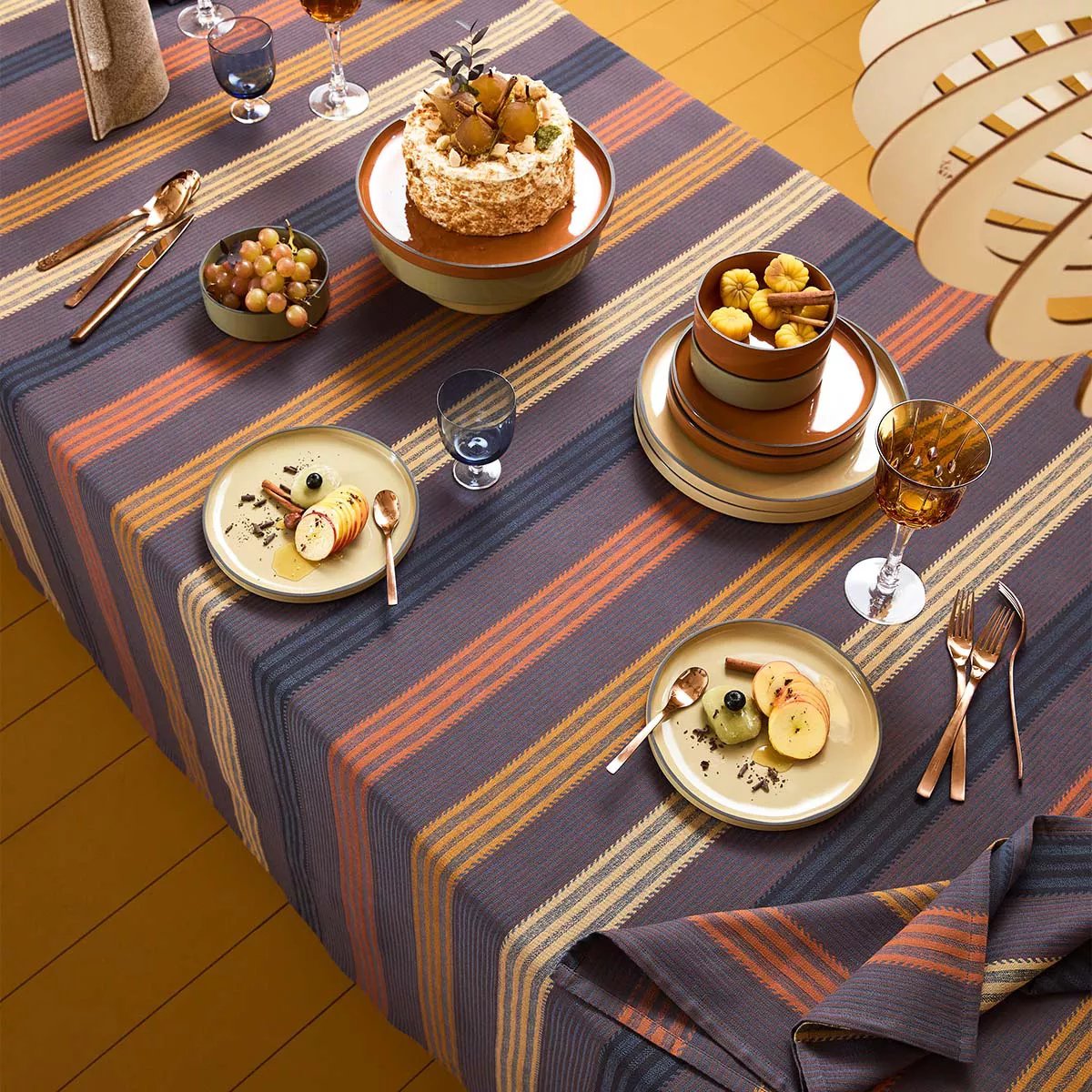 Chemin de table pur coton MILLE BAMBOUS onyx, GARNIER THIEBAUT