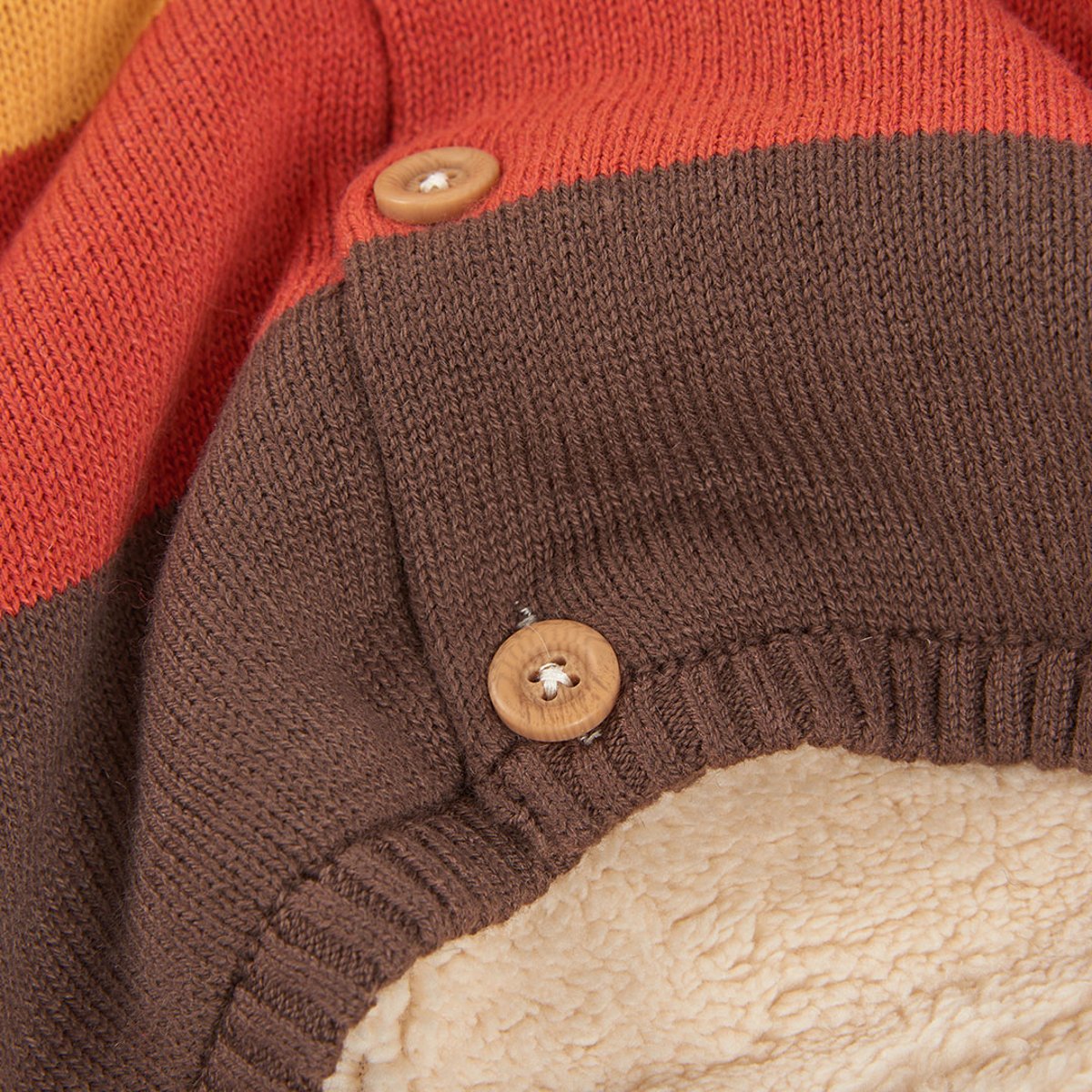 Sweat-shirt bébé en maille à rayures avec capuche blanc, BOBOLI