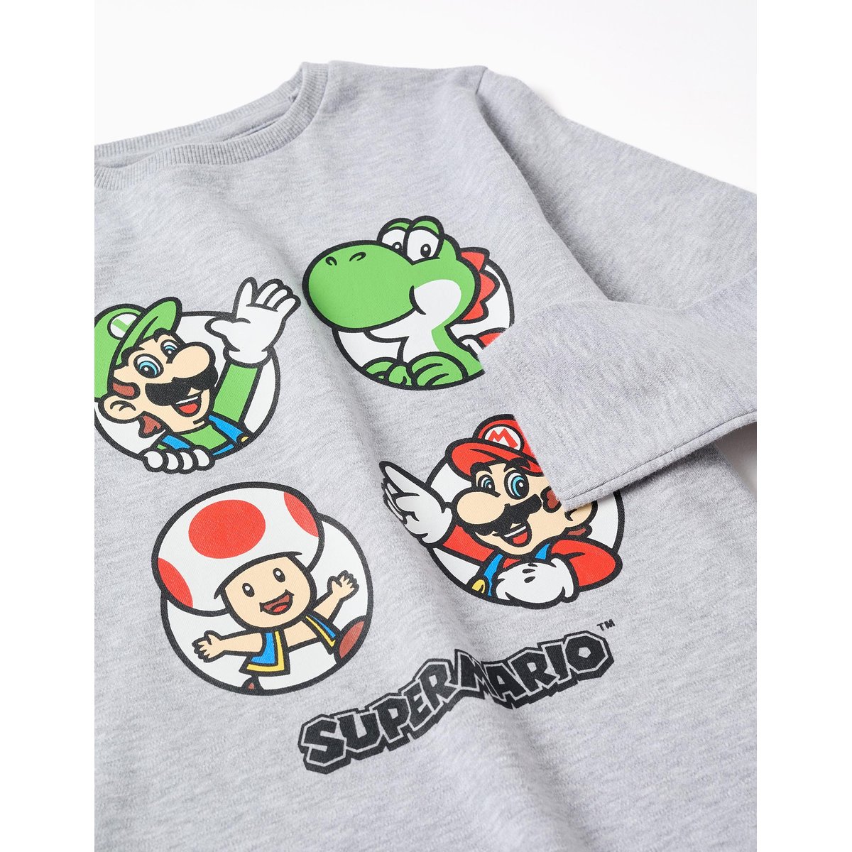Pyjama en coton à manches longues avec imprimé Super Mario gris clair, ZIPPY