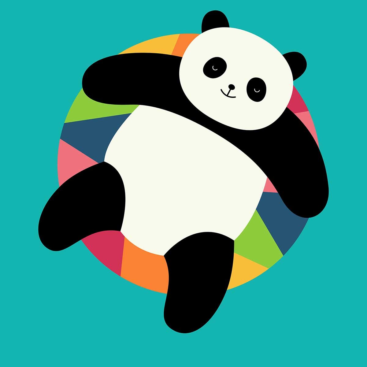 Tableau enfant pool party panda toile imprimée, HEXOA