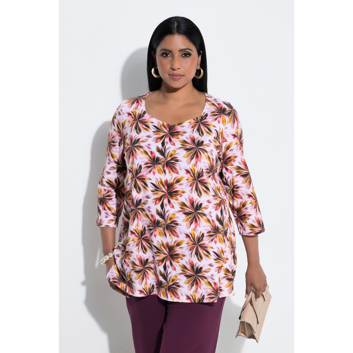 T-shirt en coton Pima prune foncé, ULLA POPKEN