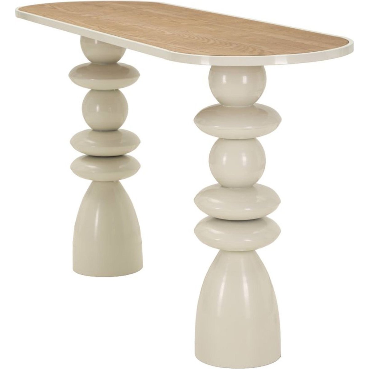 Console au plateau arrondi base sculptée MODERN crème, RECOLLECTION