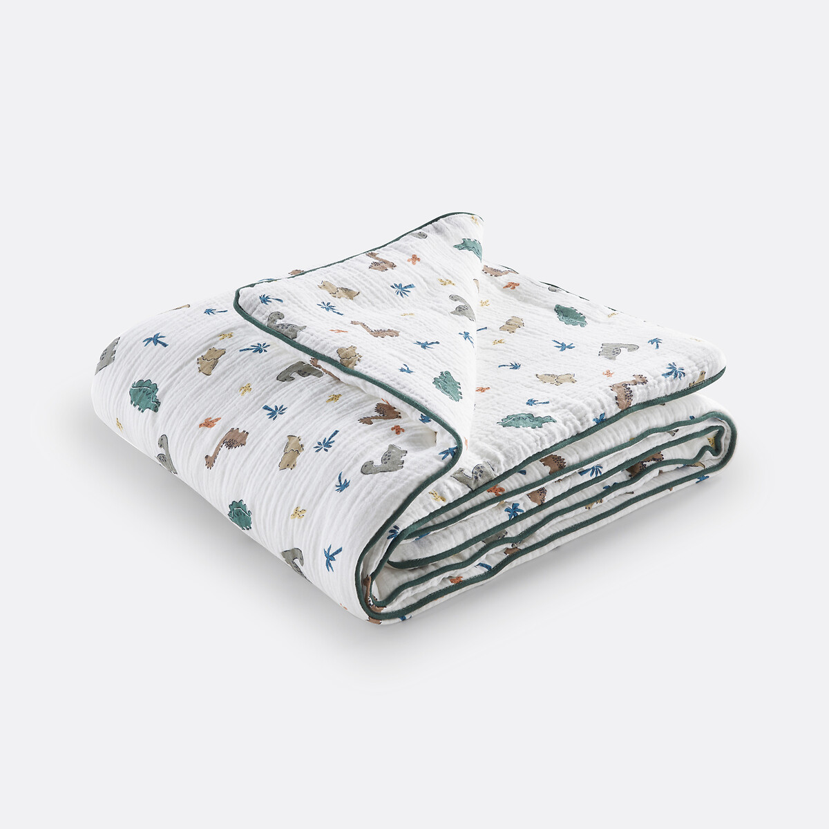 Couverture bébé gaze de coton, Dino Pop imprimé fond blanc, LA REDOUTE INTERIEURS