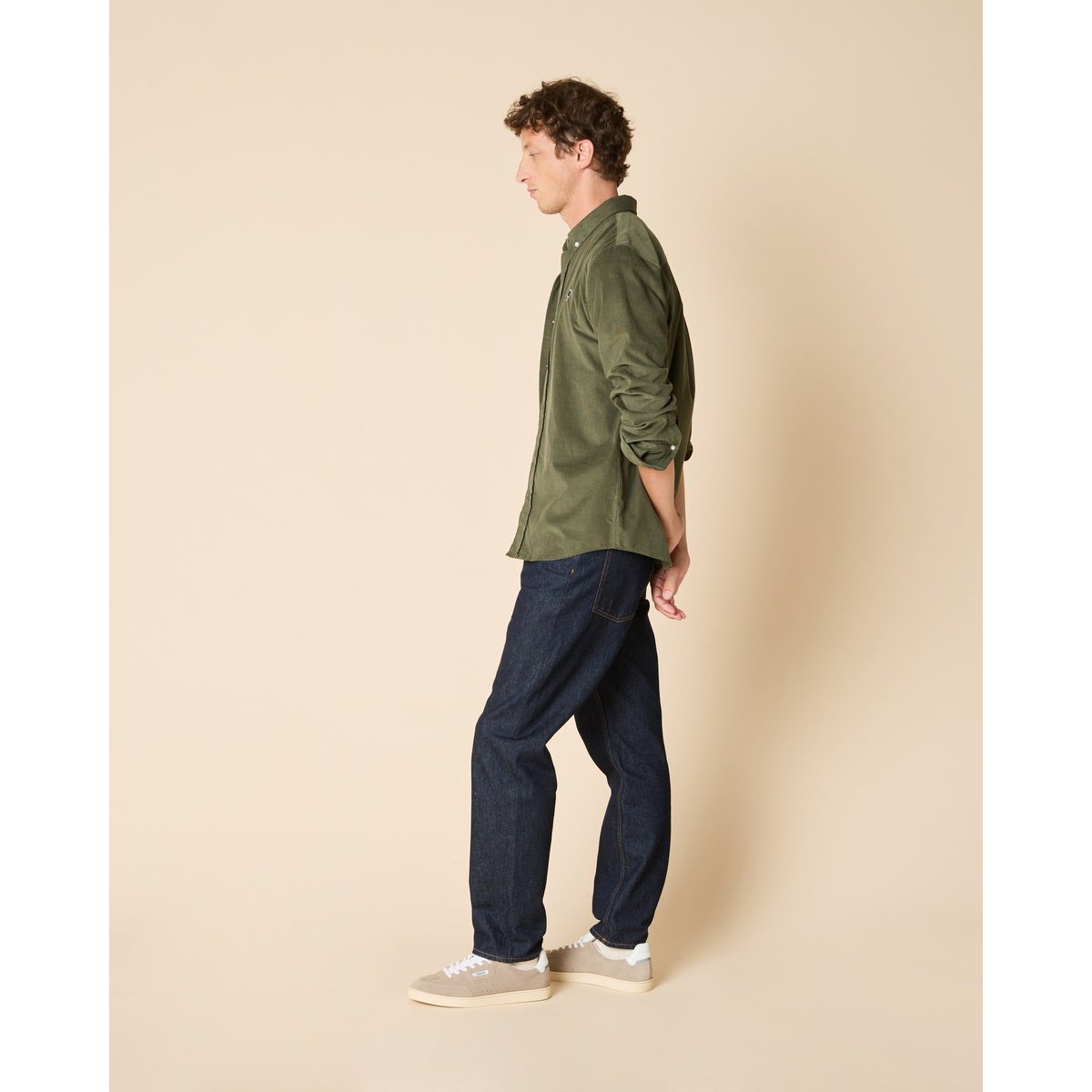 Chemise en velours côtelé kaki, FAGUO