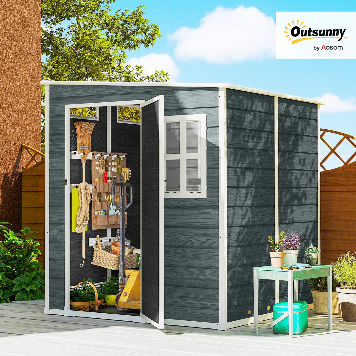 Abri de jardin PP Gris gris, OUTSUNNY
