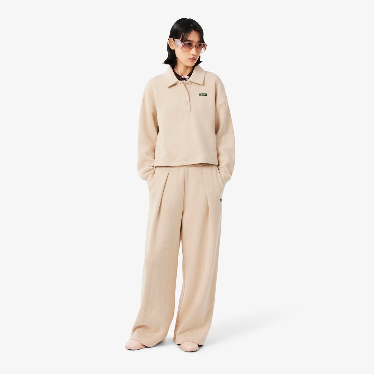 Pantalon de survêtement côtelé flare fit beige-u47, LACOSTE