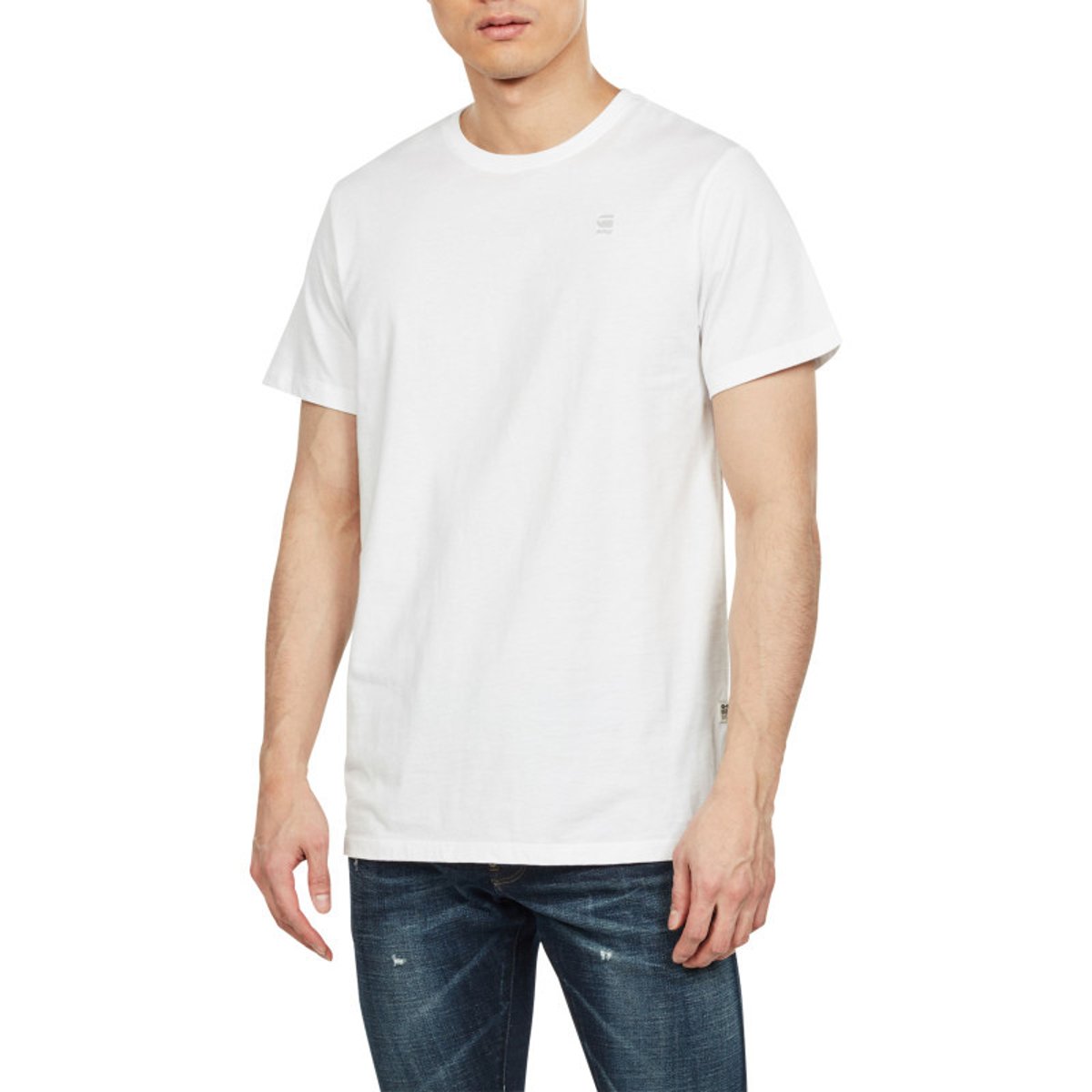 Tee-shirt coupe droite G-Star en coton blanc avec le logo en petit blanc, G-Star RAW