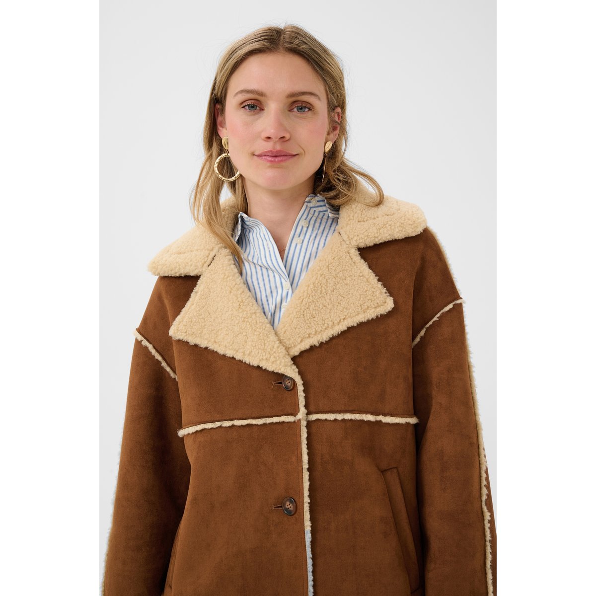 Manteau marron leather brown, CREAM