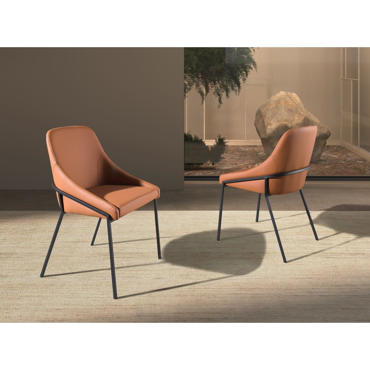 Chaise en similicuir orange | noir, ANGEL CERDA