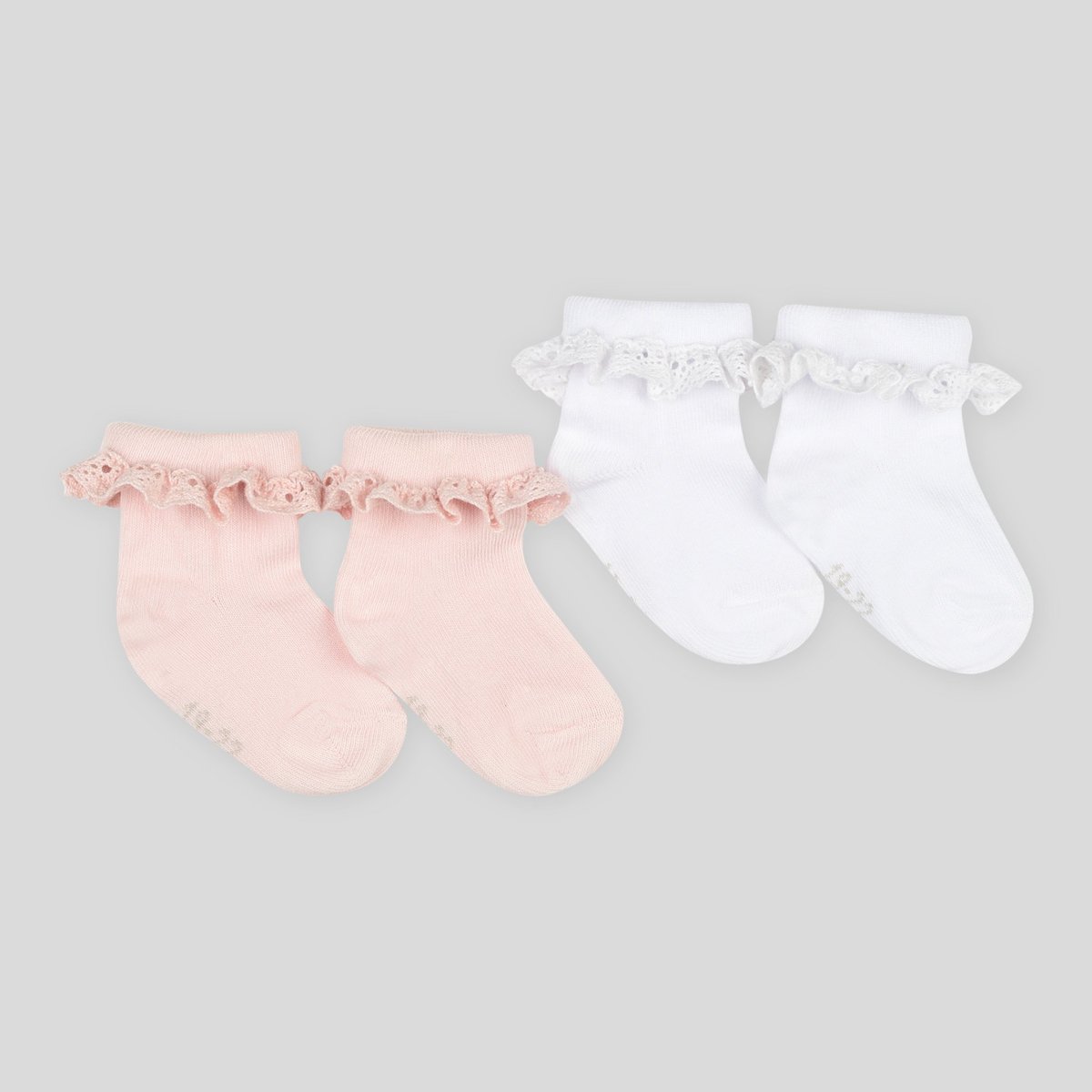 Lot de 2 paires de socquettes en coton BIO rose, BOUT'CHOU