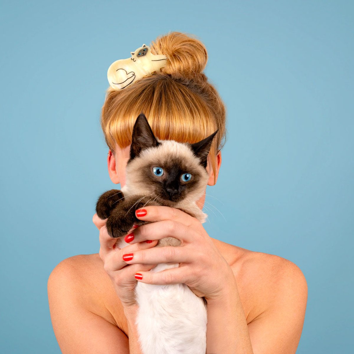 Pince à cheveux CHAT SIAMOIS beige et gris, COUCOU SUZETTE