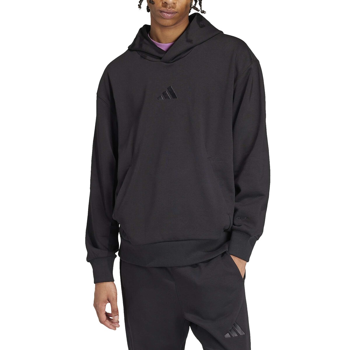 Sweat à capuche avec petit logo ton sur ton noir, ADIDAS SPORTSWEAR