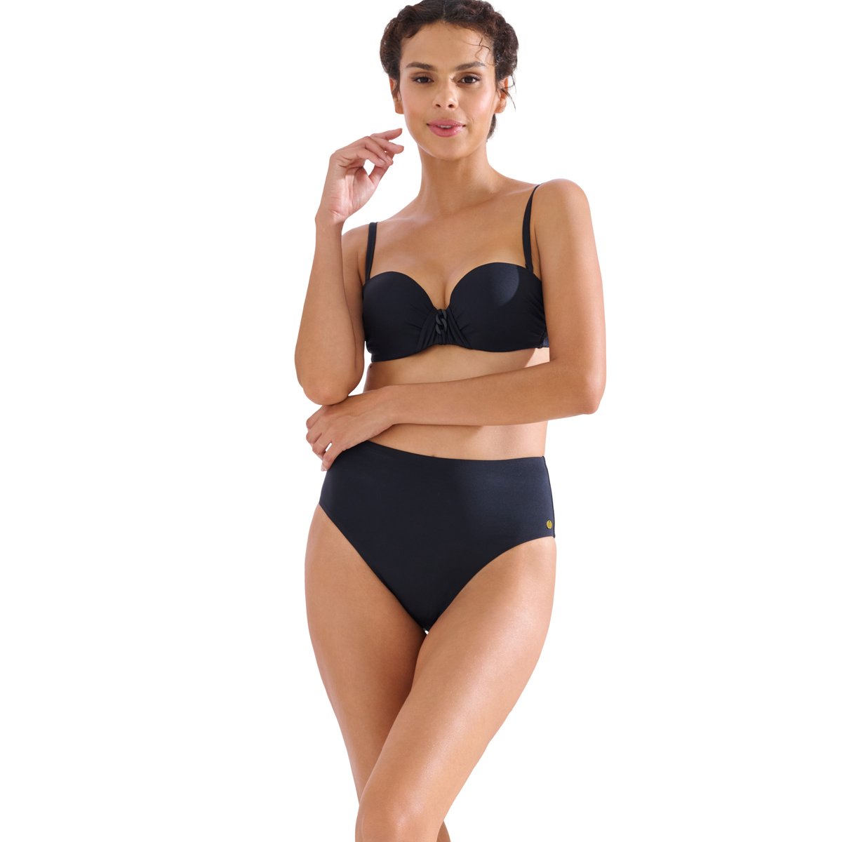 Bas maillot slip de bain échancré taille haute PALMA noir, LISCA