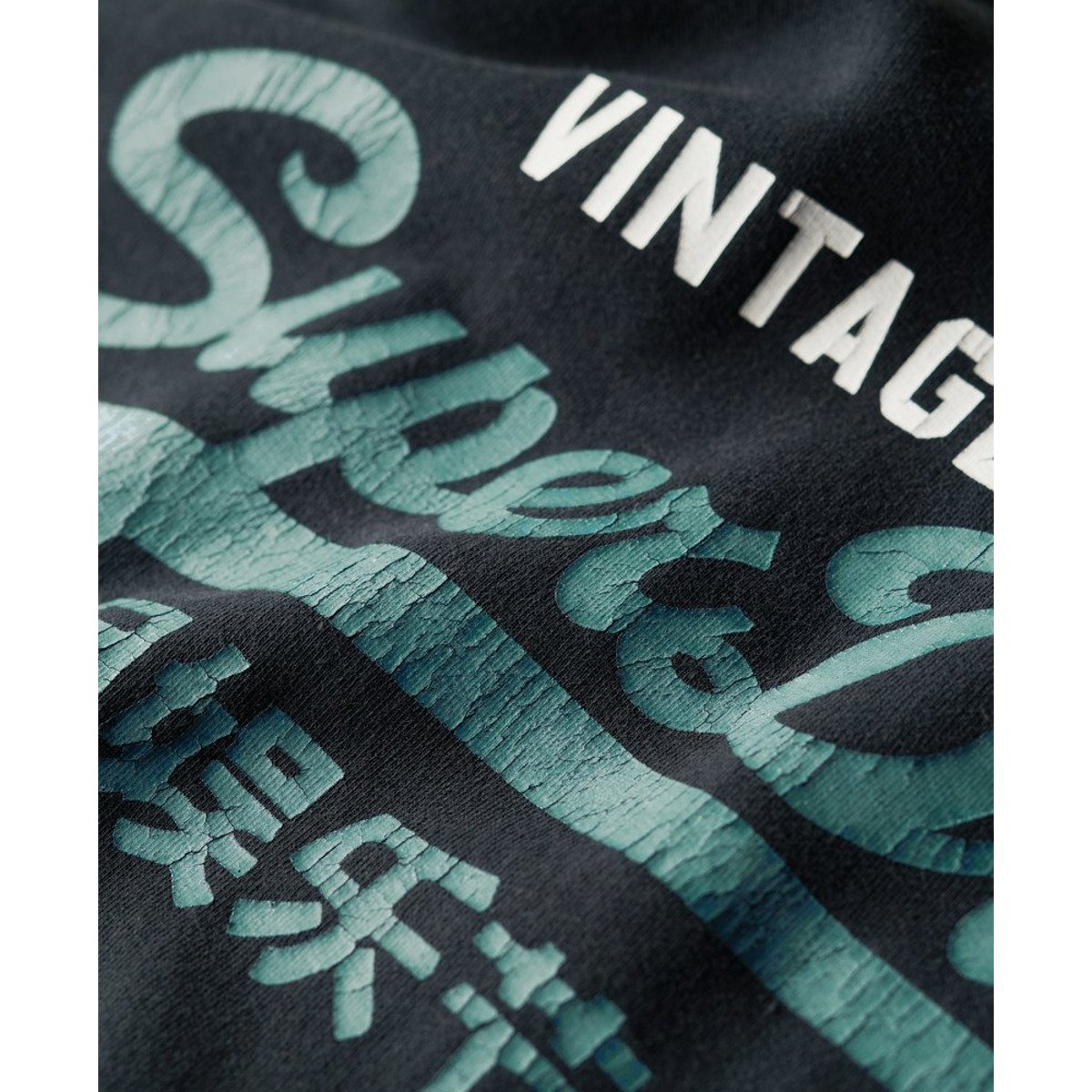 Sweat à capuche Duo Vintage Logo noir de jais, SUPERDRY