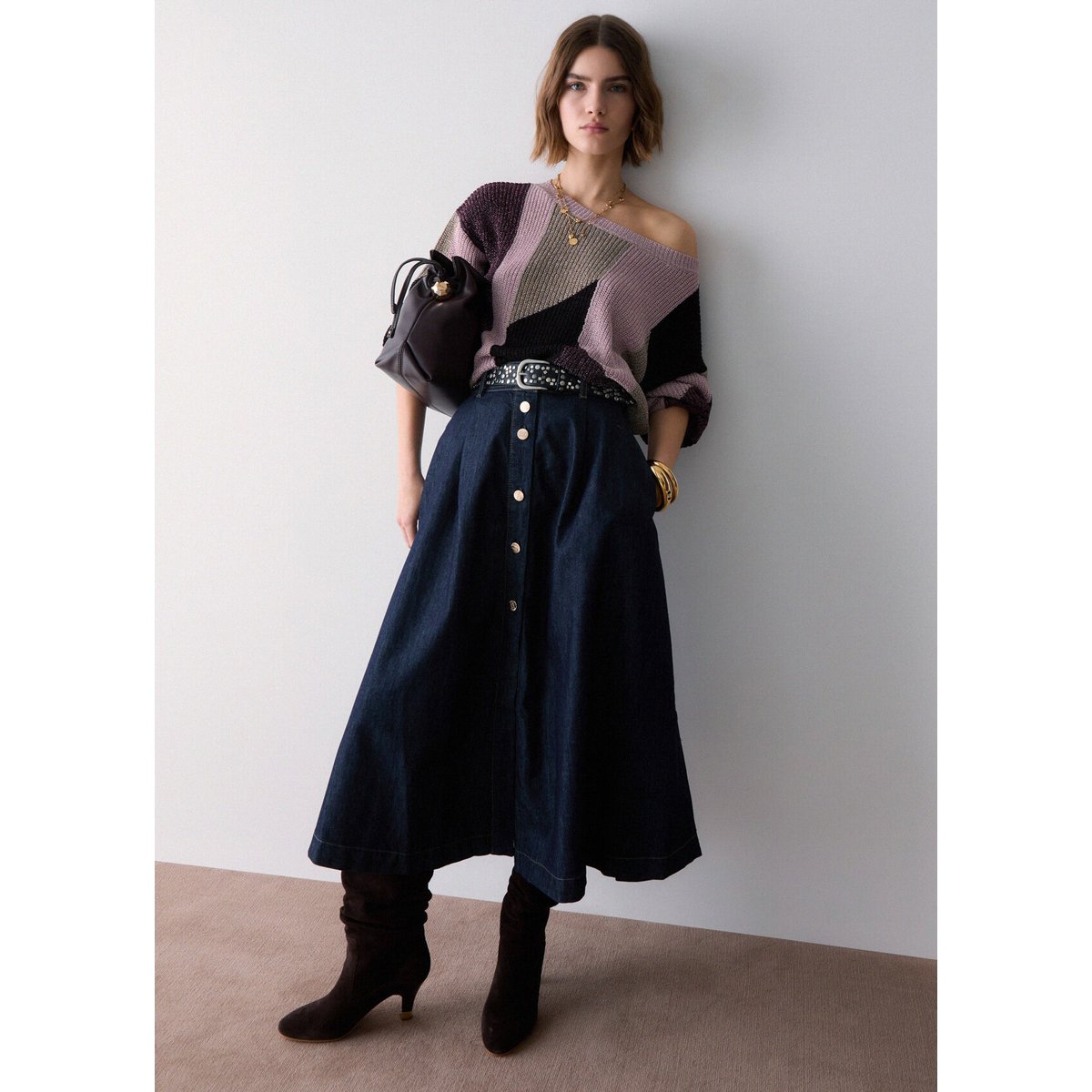 Jupe longue en denim délavage normal, LIU JO