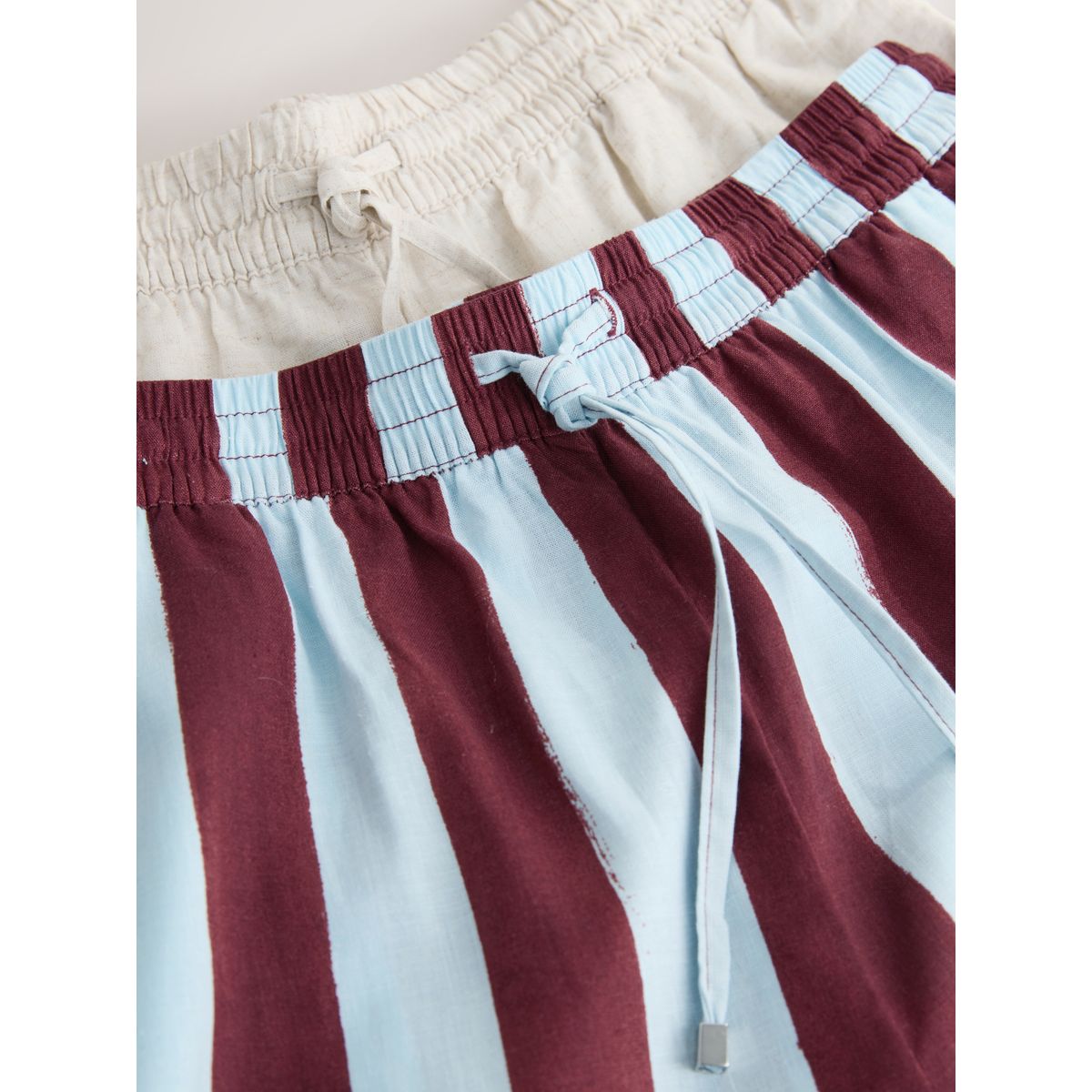 Pantalon large contenant du lin, lot de 2 neutre/rayé, NEXT