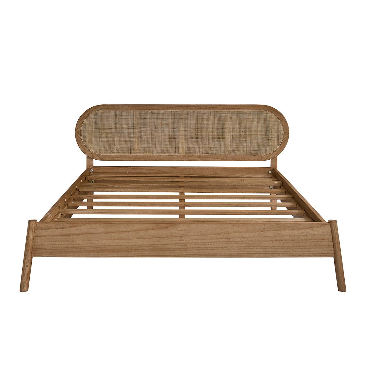 Lit en mindi massif et cannage 160 cm avec sommier  NINA naturel, BERAH GETAH