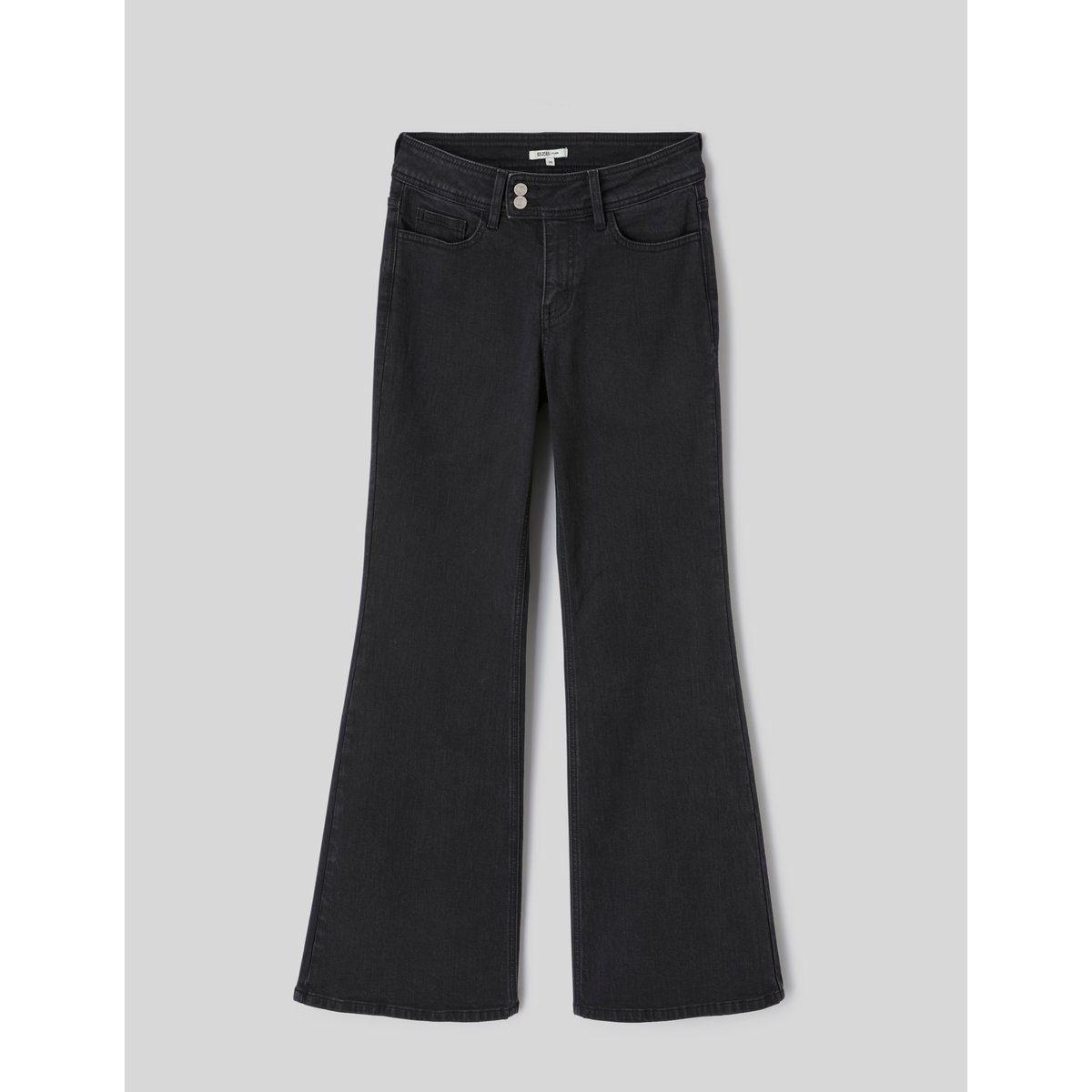 Jean flare taille haute noir, BZB