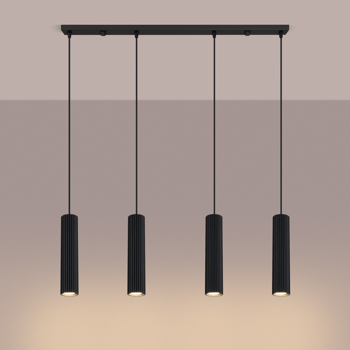Suspension Aluminium Noir GU10 4 Karbon noir, EDEN