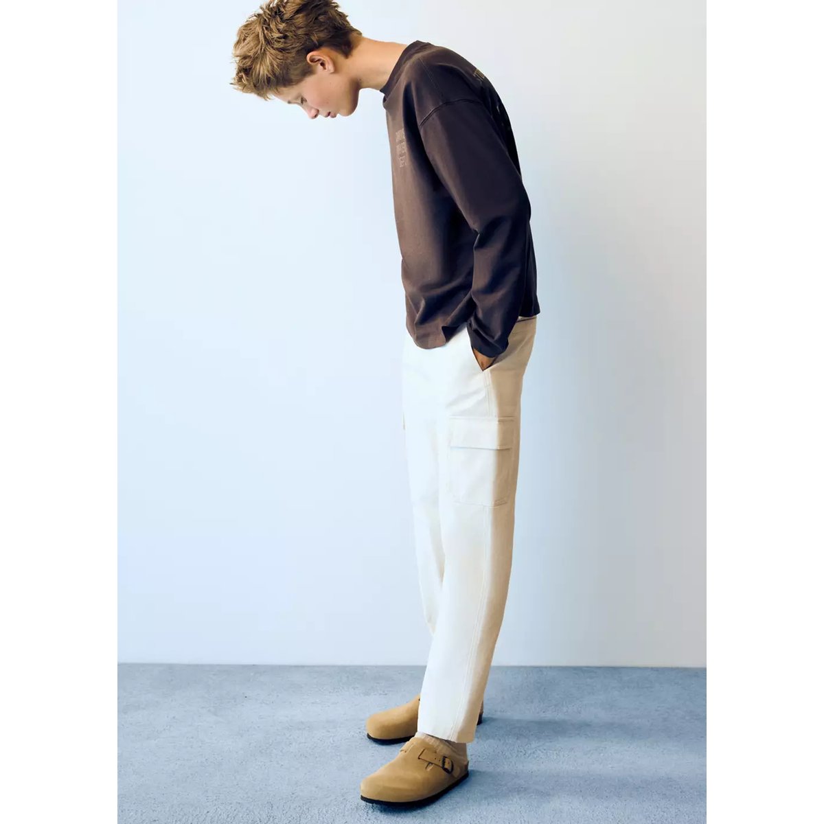 Pantalon cargo coton écru, MANGO KIDS