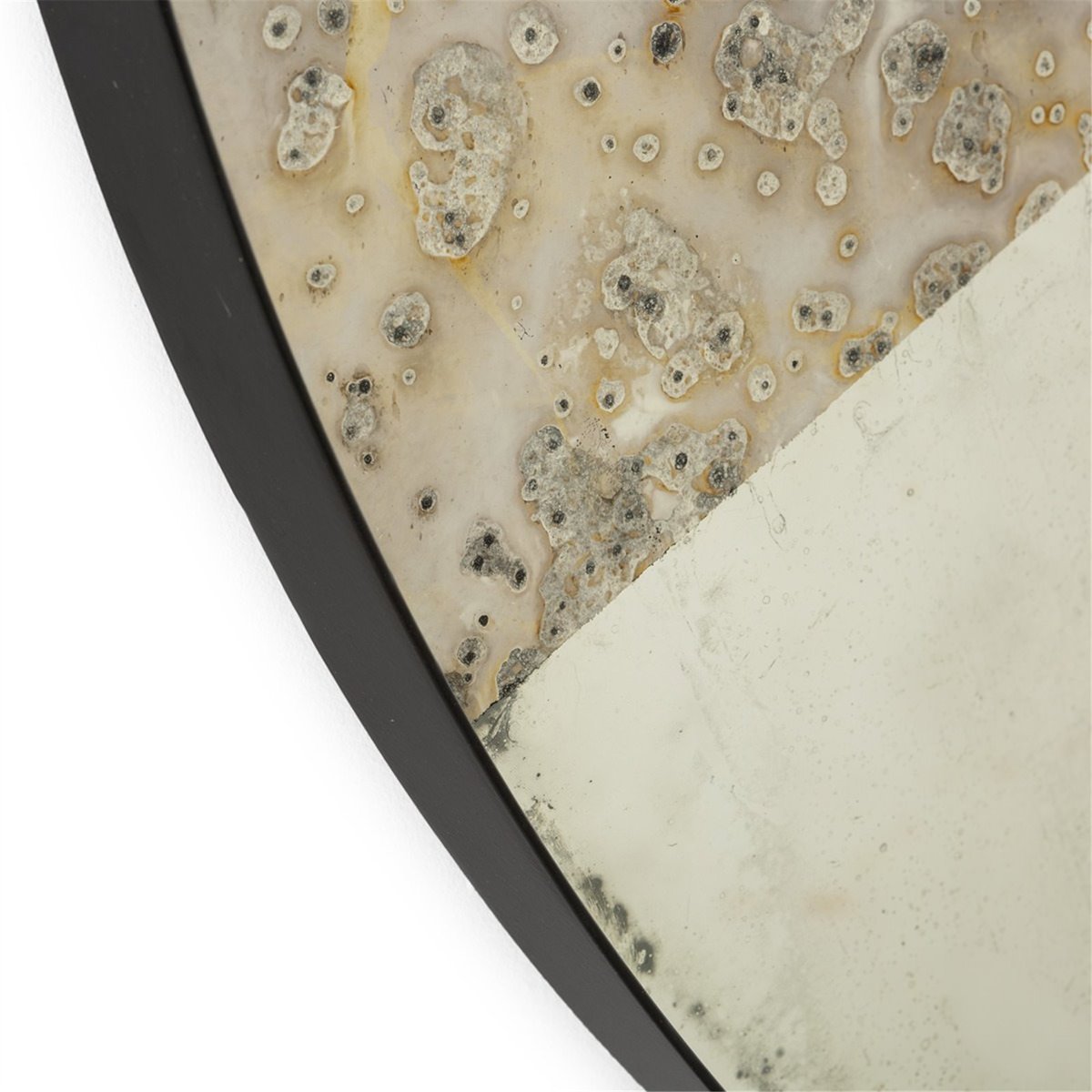 Miroir rond mural en métal noir vieilli, RECOLLECTION