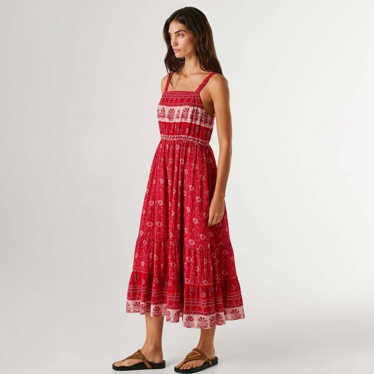 Robe Longue À Imprimé Floral rouge royal, PEPE JEANS
