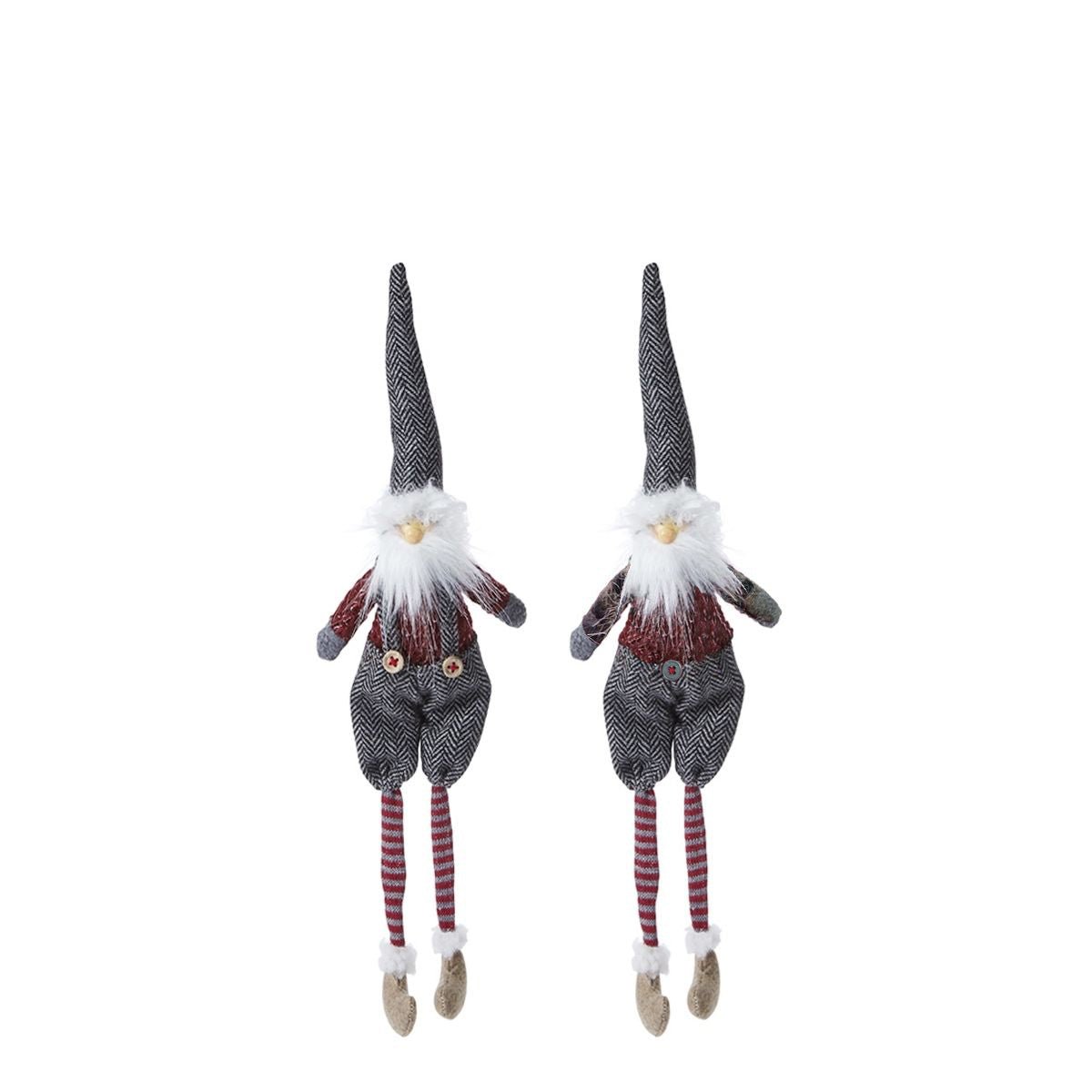 Set de 2 suspensions figurines pères noël artificielles H28 rouge et gris, SIA DECO