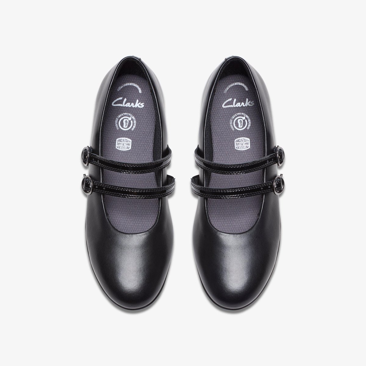 Ballerines Cuir cireux Coupe Large FINJA BAR Y noir, CLARKS