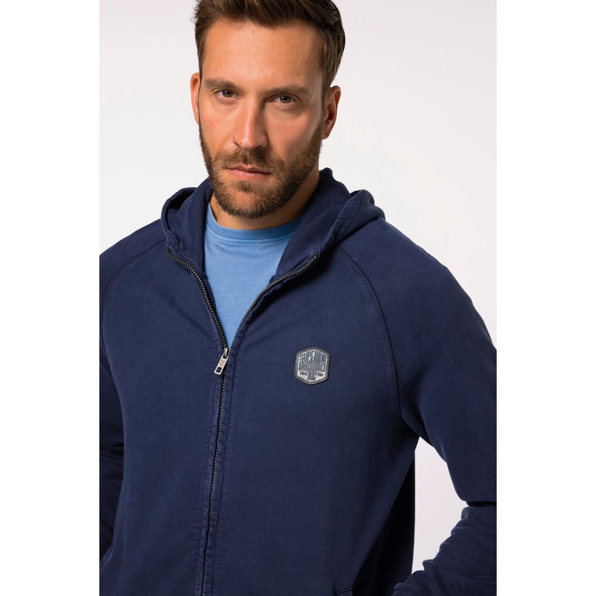 Sweat-shirt à capuche en molleton bleu nuit, JP1880