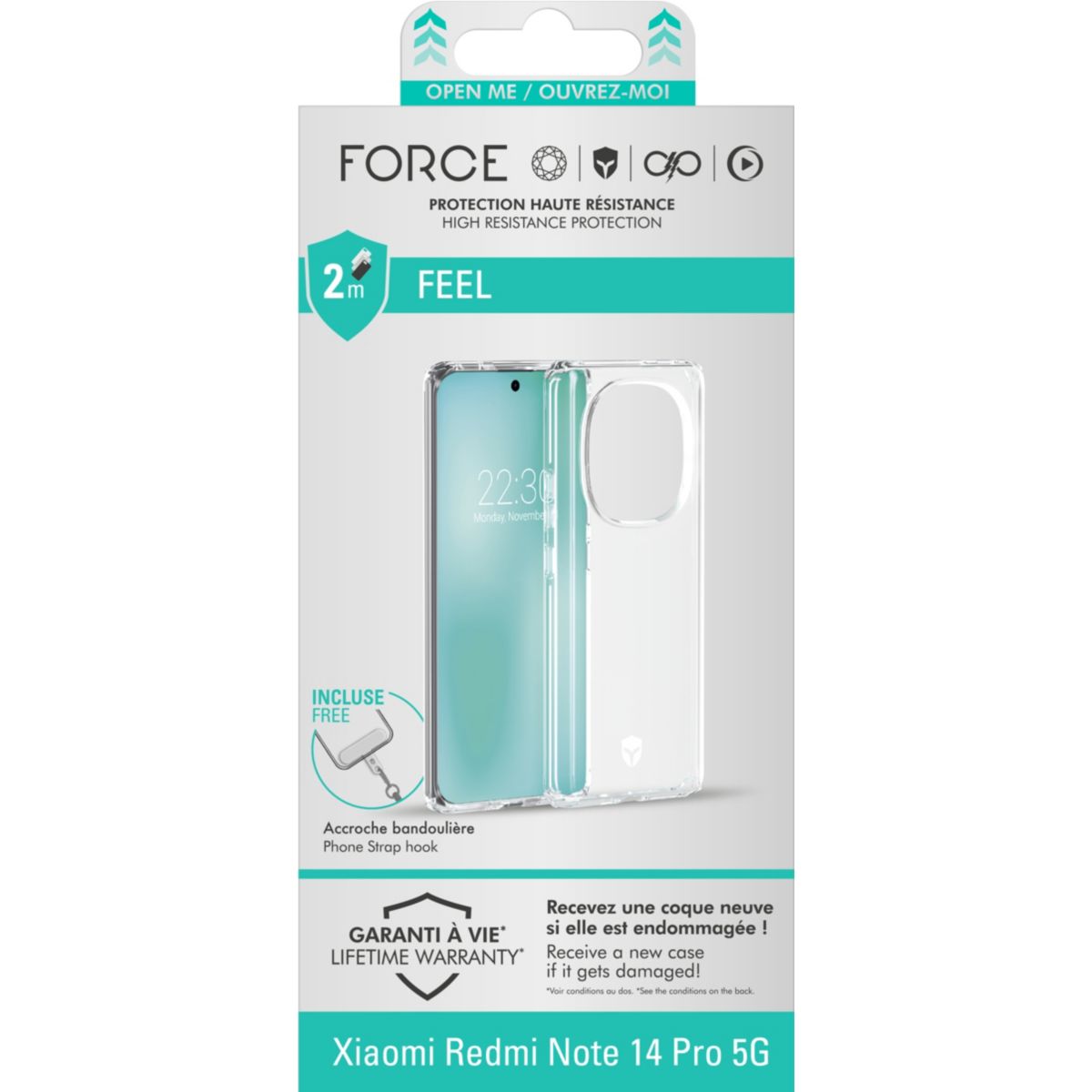 Coque Redmi Note 14 Pro 5G Transparente couleur unique, FORCE CASE