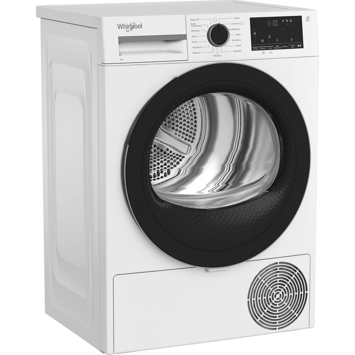 Sèche linge pompe à chaleur CWSD83MWBSFR couleur unique, WHIRLPOOL