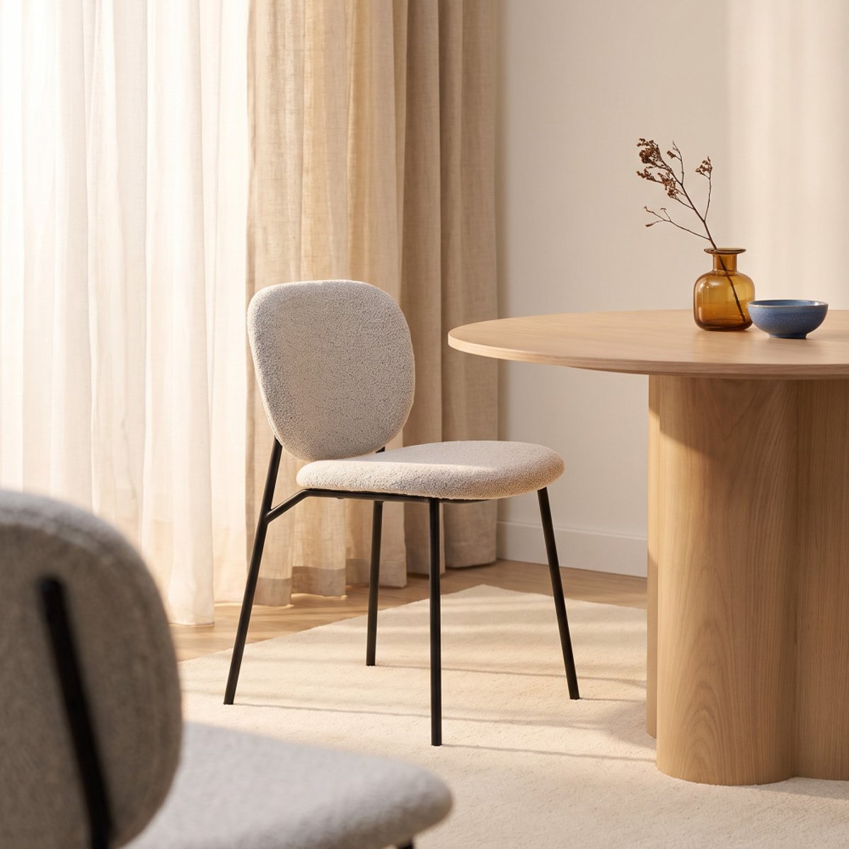 Lot de 2 chaises en tissu et métal- DALBY écru chiné, DRAWER